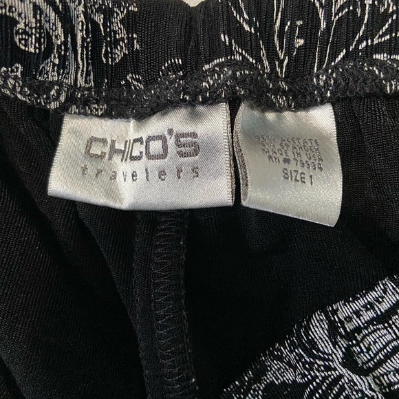 Chico's Travelers 2-piece Black and Silver Patterned Top and Pants - Picture 6 of 6